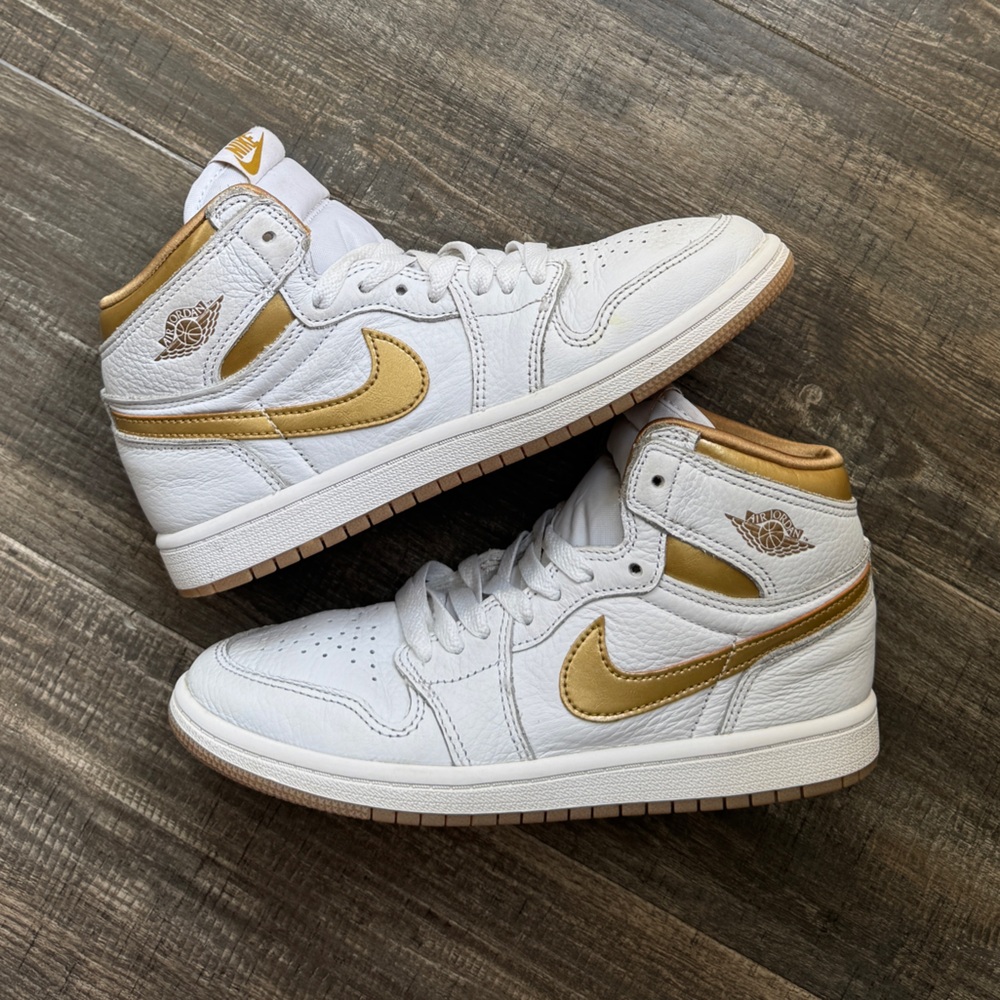 Jordan Kids' High Top Sneakers - White & Gold